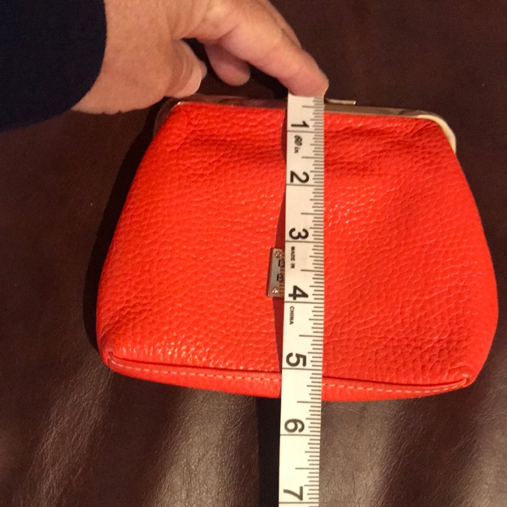 Rooney & Bourke orange pebble leather wallet with snap top